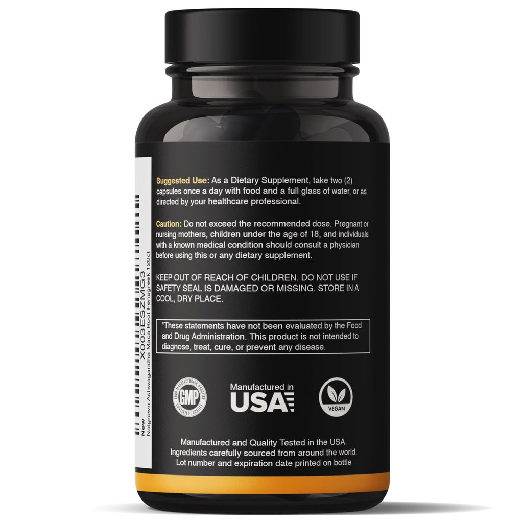 Ashwagandha Maca Root Fenugreek Capsules 120 Ct W54245