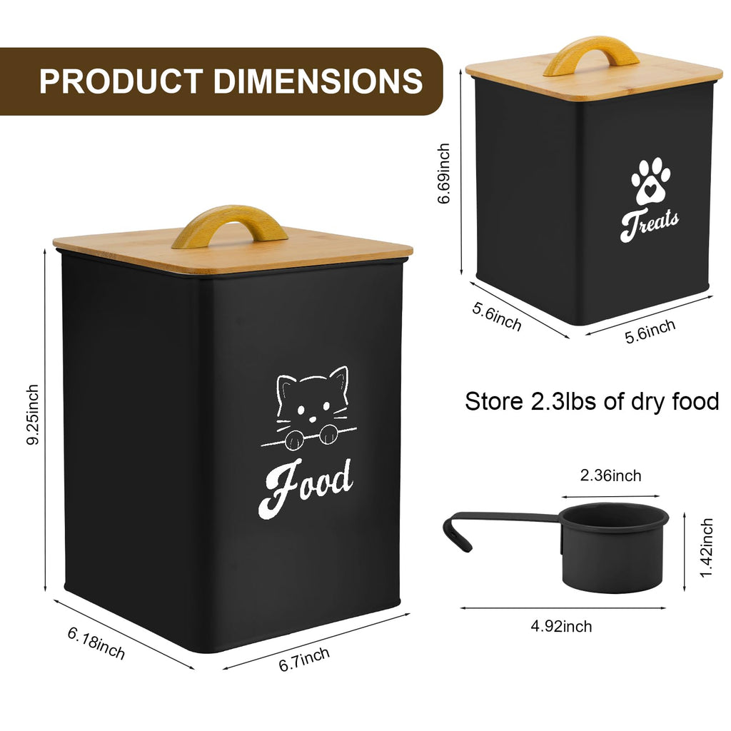 Black Airtight Cat Food Storage Container with Scoop Y878714