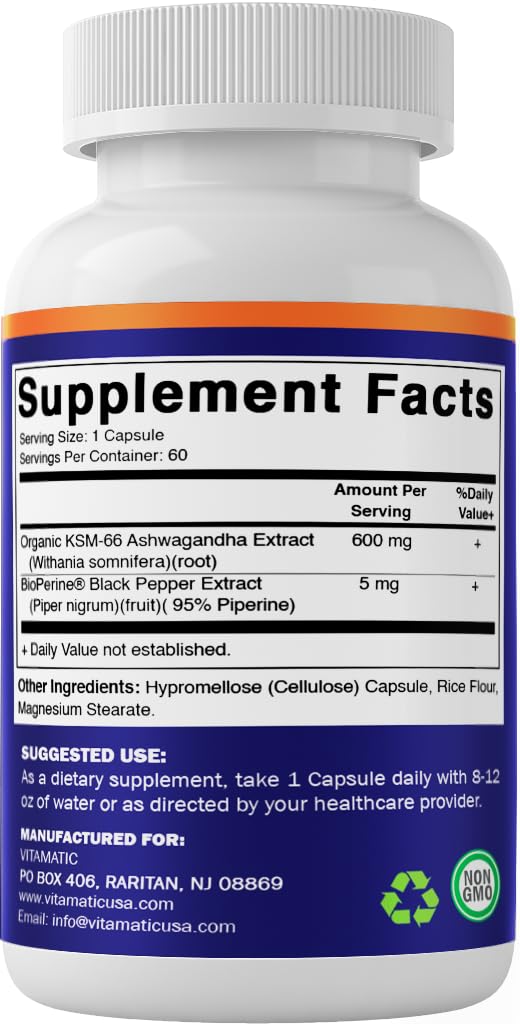 Ashwagandha Root Extract 600mg 60 Veggie Caps E8389