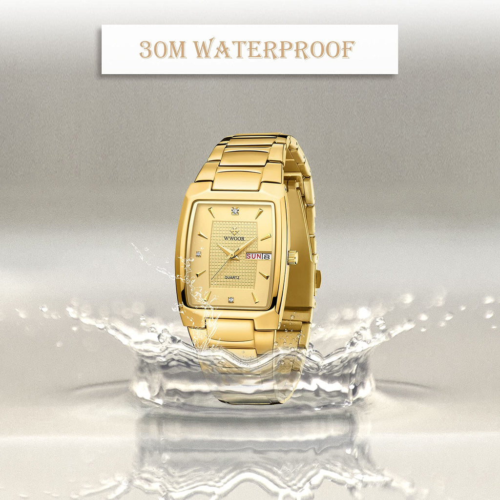 Square Stainless Steel Analog Quartz Watch with Date R1571