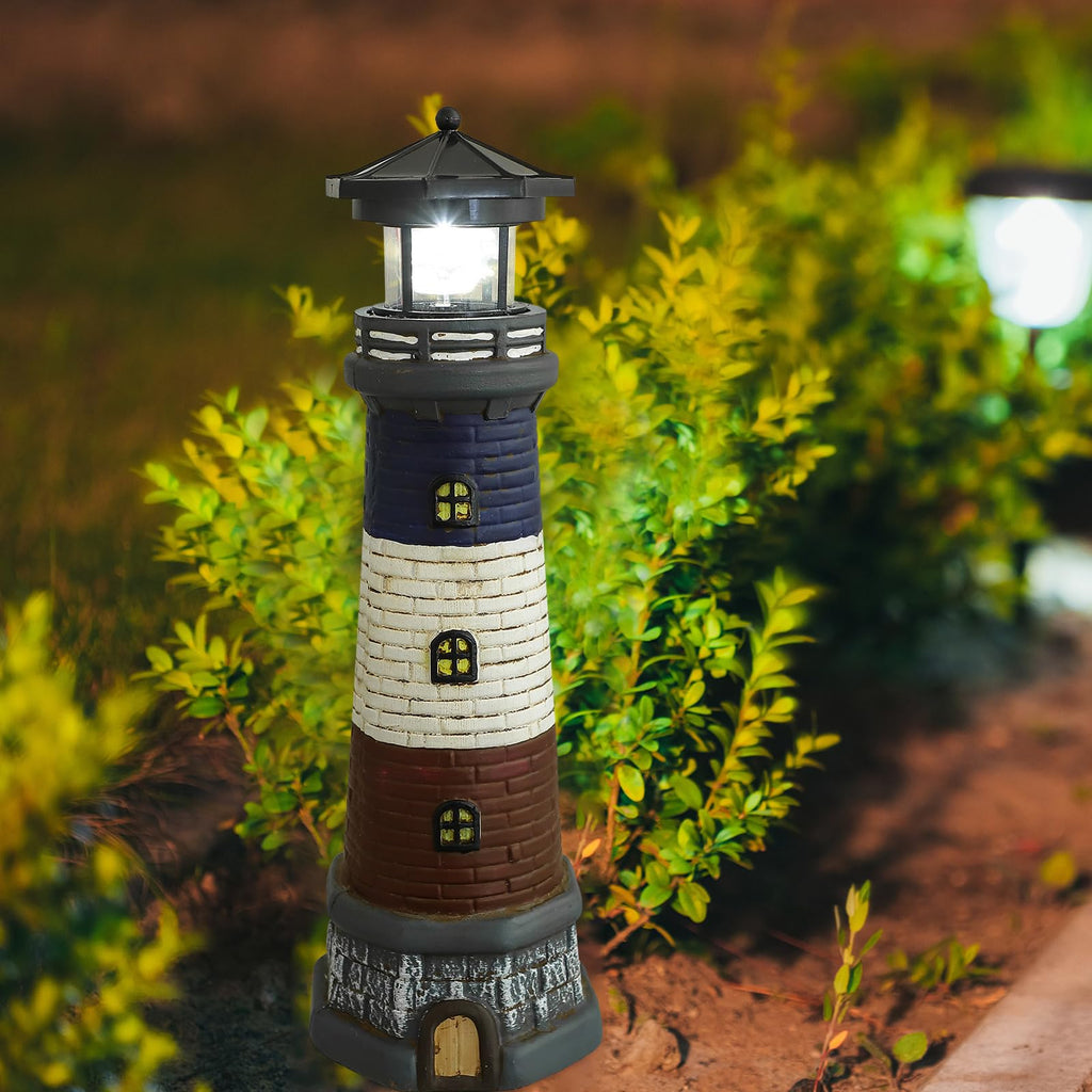 Solar Garden Lighthouse Statue 14.76In Waterproof M446