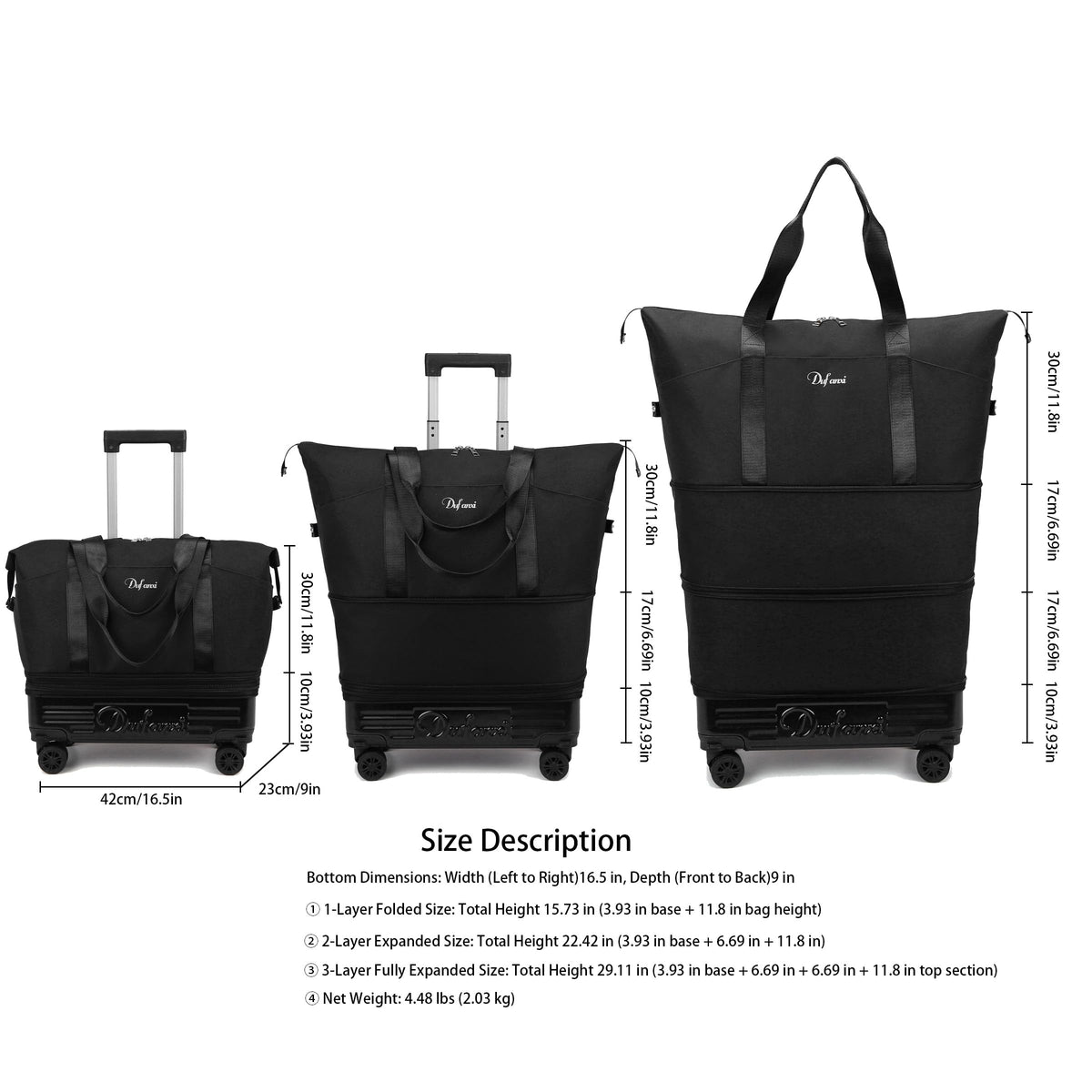 Expandable Rolling Travel Bag with Removable Wheels & Handle E52785