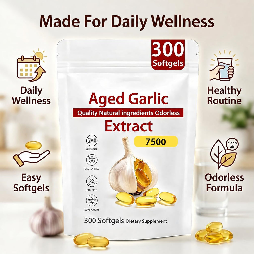 Odorless Organic Garlic Extract Capsules 300 Softgels Y334264