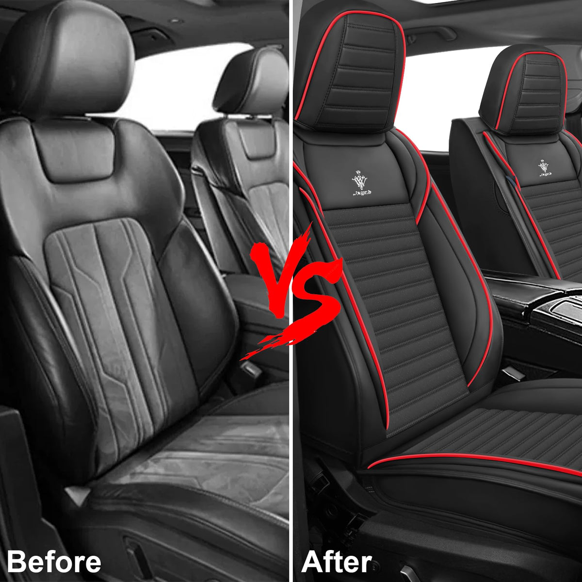Custom Fit Seat Covers Full Set Black and Red F2127