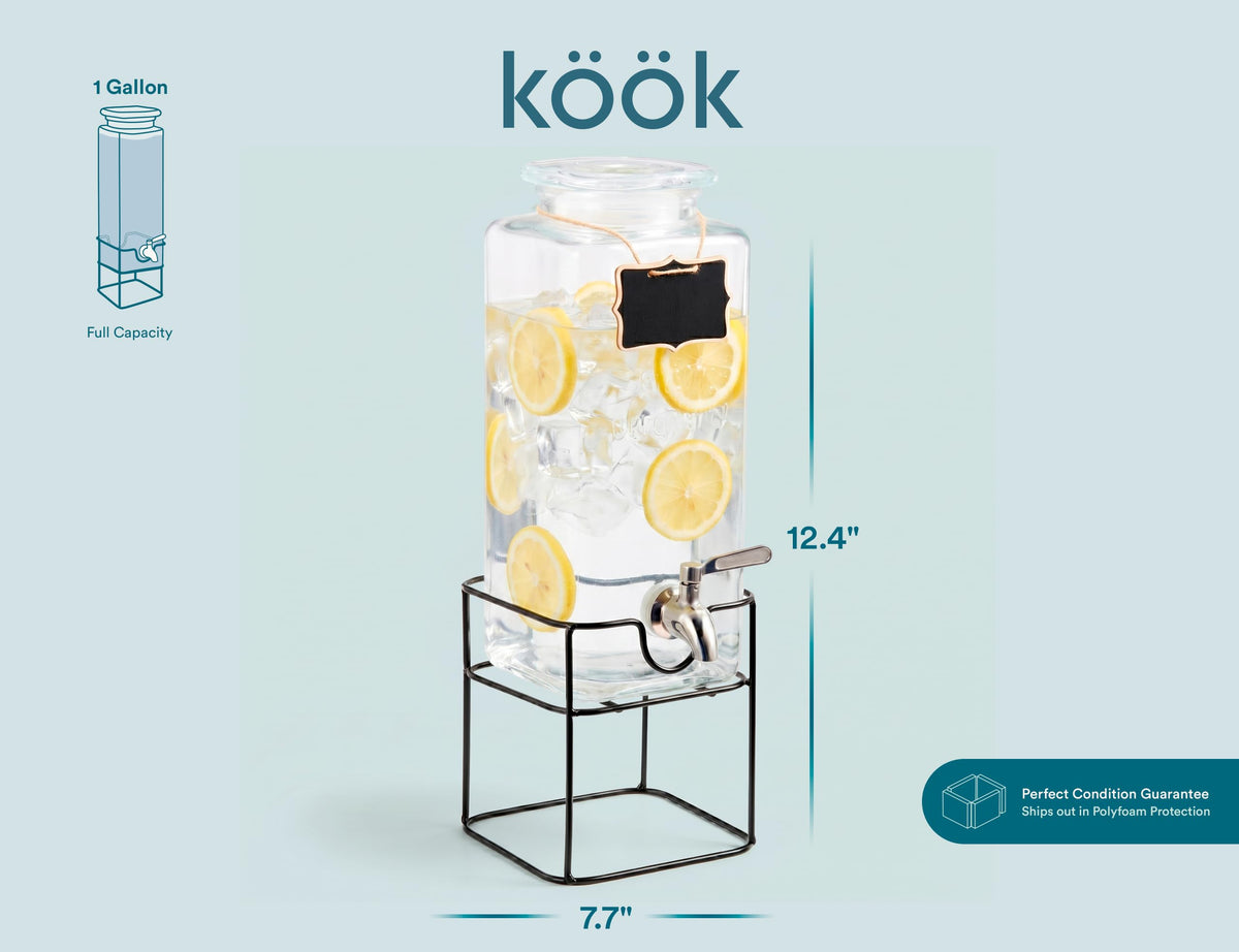 Glass Drink Dispenser with Stand 1 Gallon C181