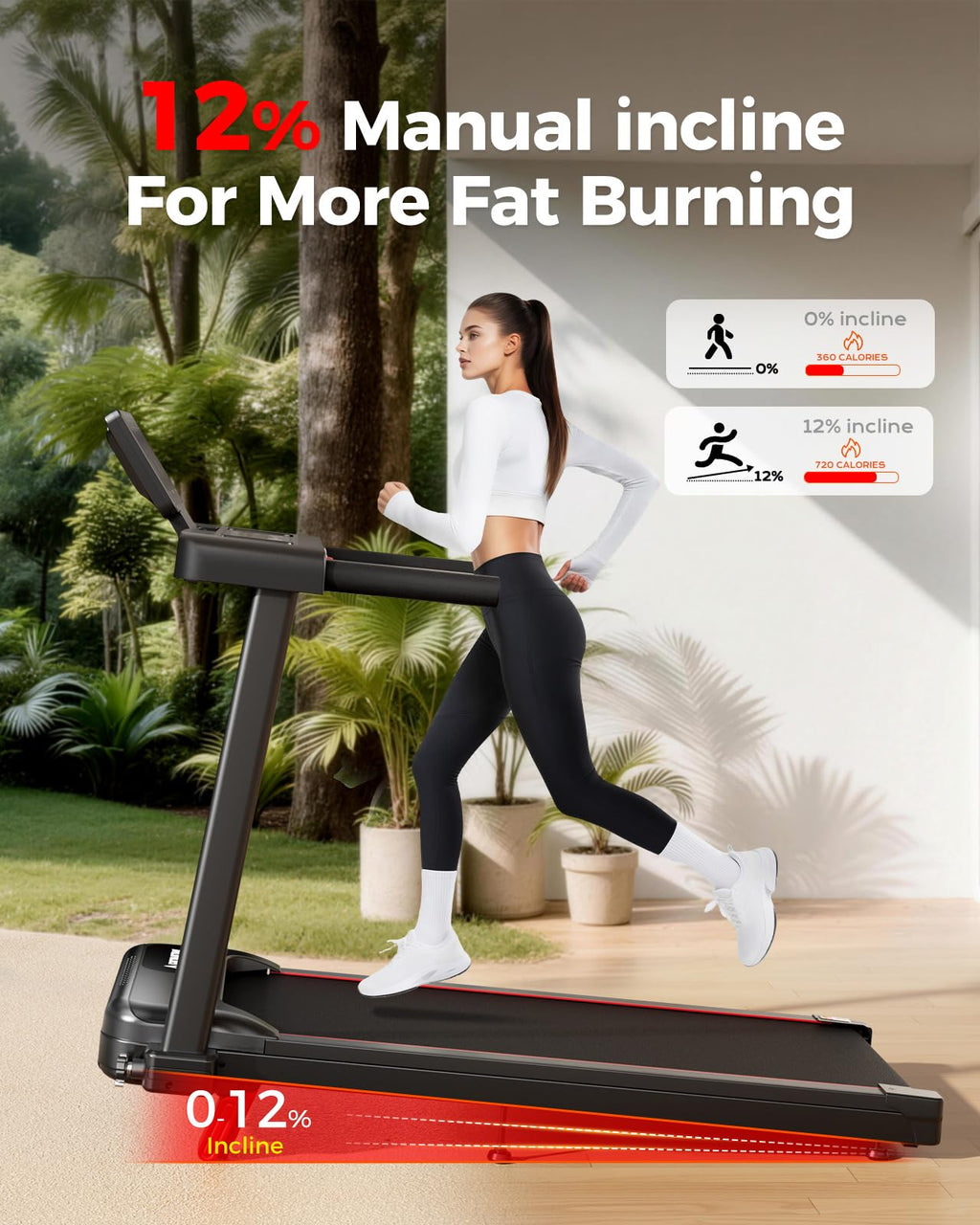 Foldable Treadmill with 12% Incline F451643