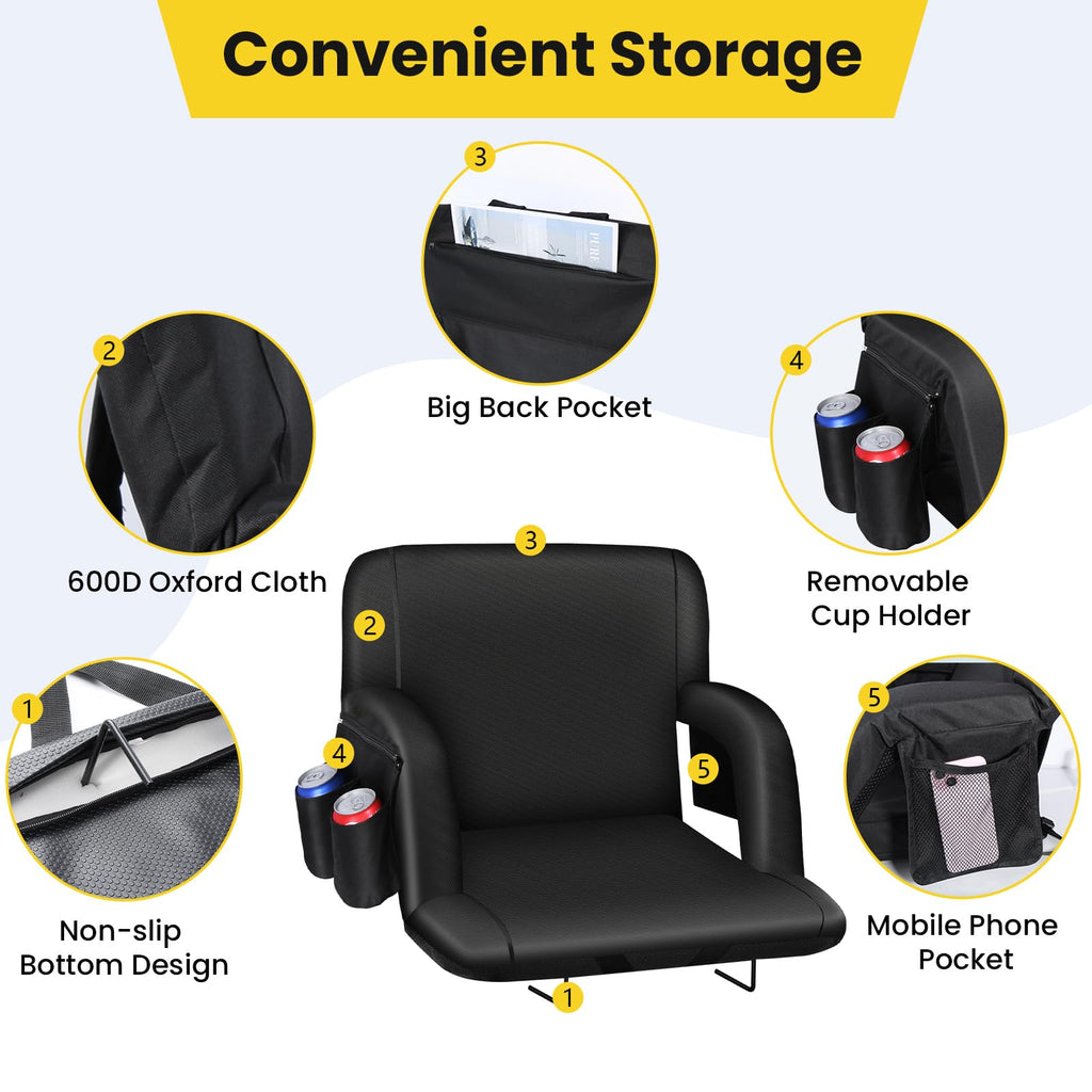 Stadium Seats with Back Support, 2.6'' Thick Pad, 6 Reclining Positions, 2pcs G35746