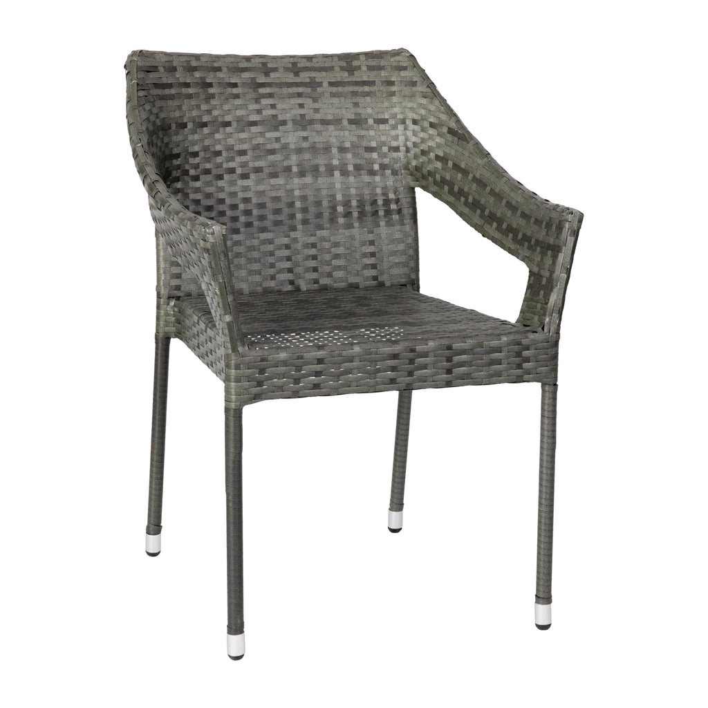 Gray PE Rattan Patio Dining Chair 2-Pack D882460
