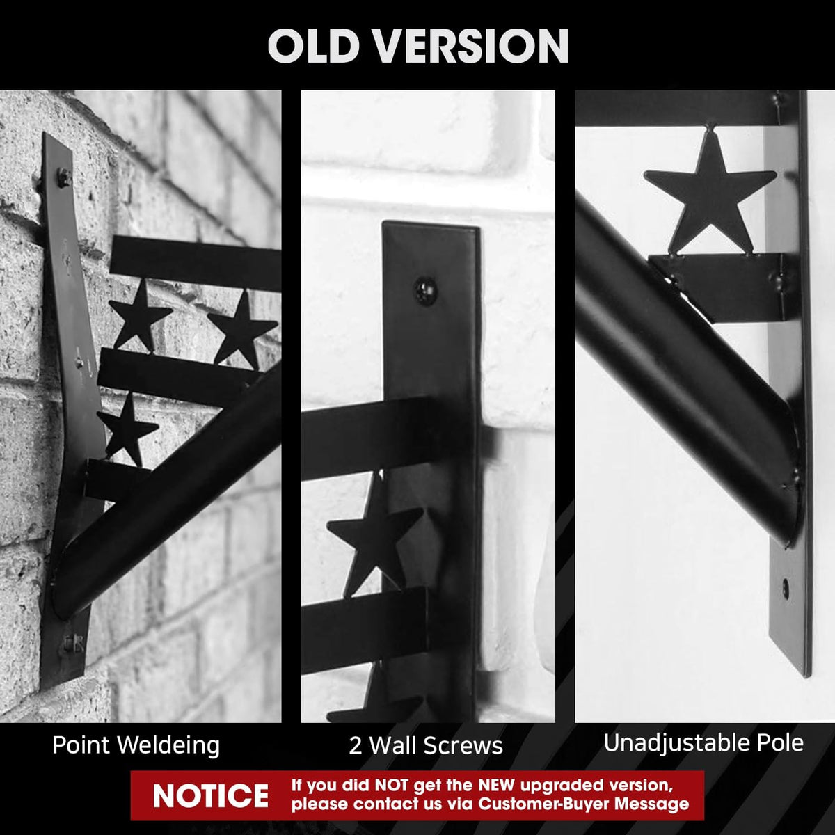 Flag Pole Heavy Duty Iron Weather Resistant Mounting Brackets G456