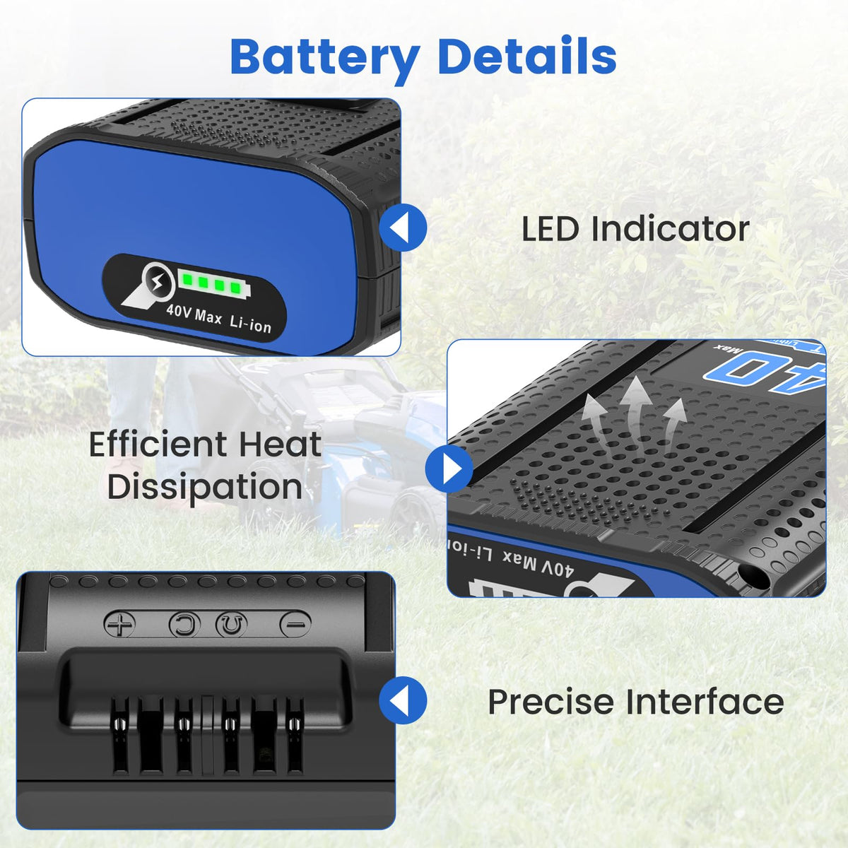 40V Battery with Charger Kit for Cordless Power Tools D851