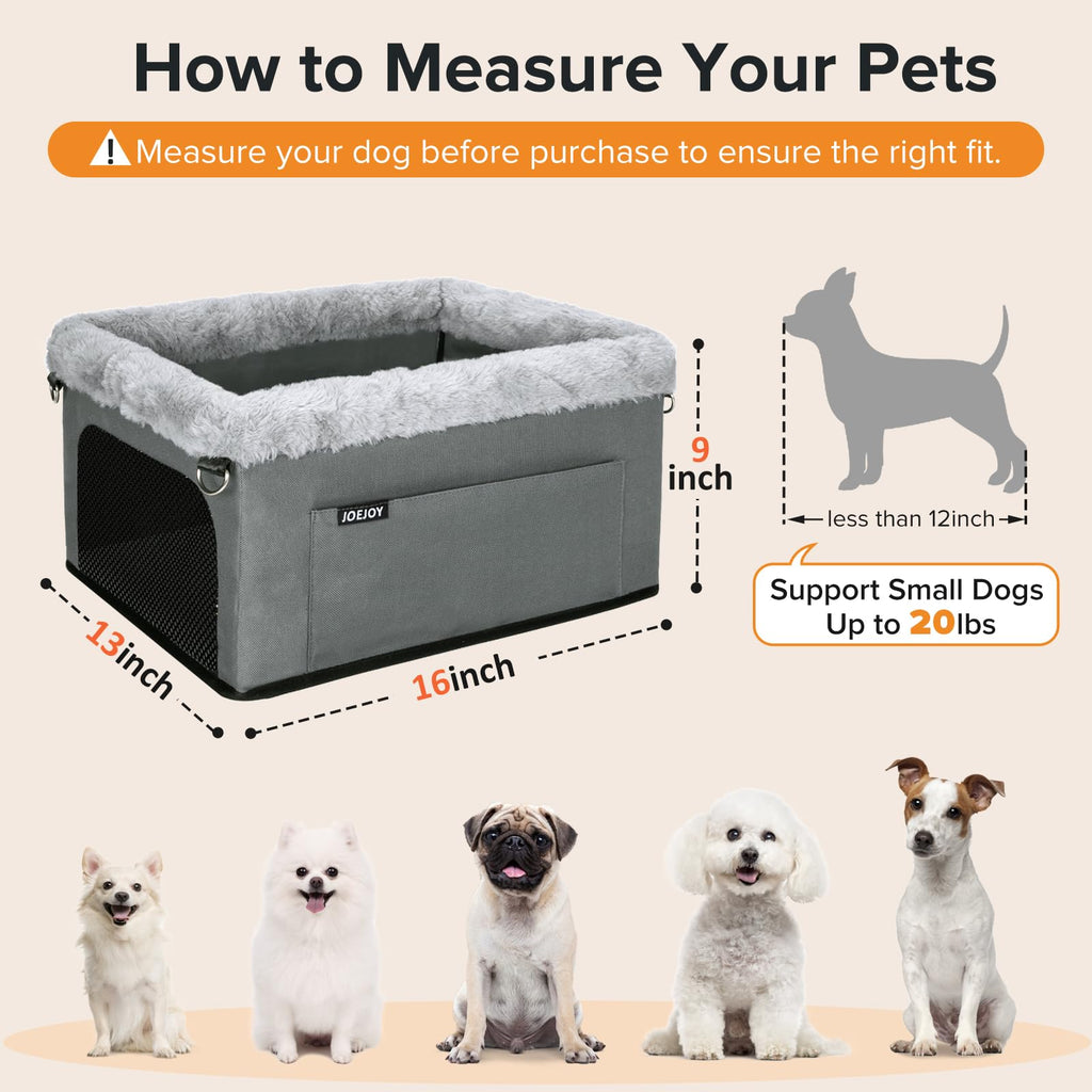 Dog Booster Seat with Metal Frame and Safety Leash, Grey R6434