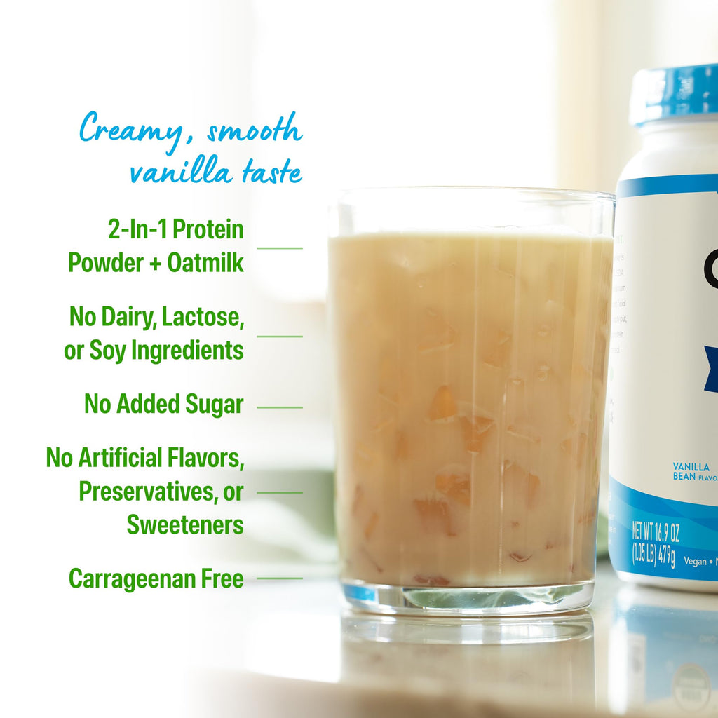 Organic Vegan Protein Powder + Oat Milk, Vanilla Bean, 20g Plant Based Protein, 1.05lb H949