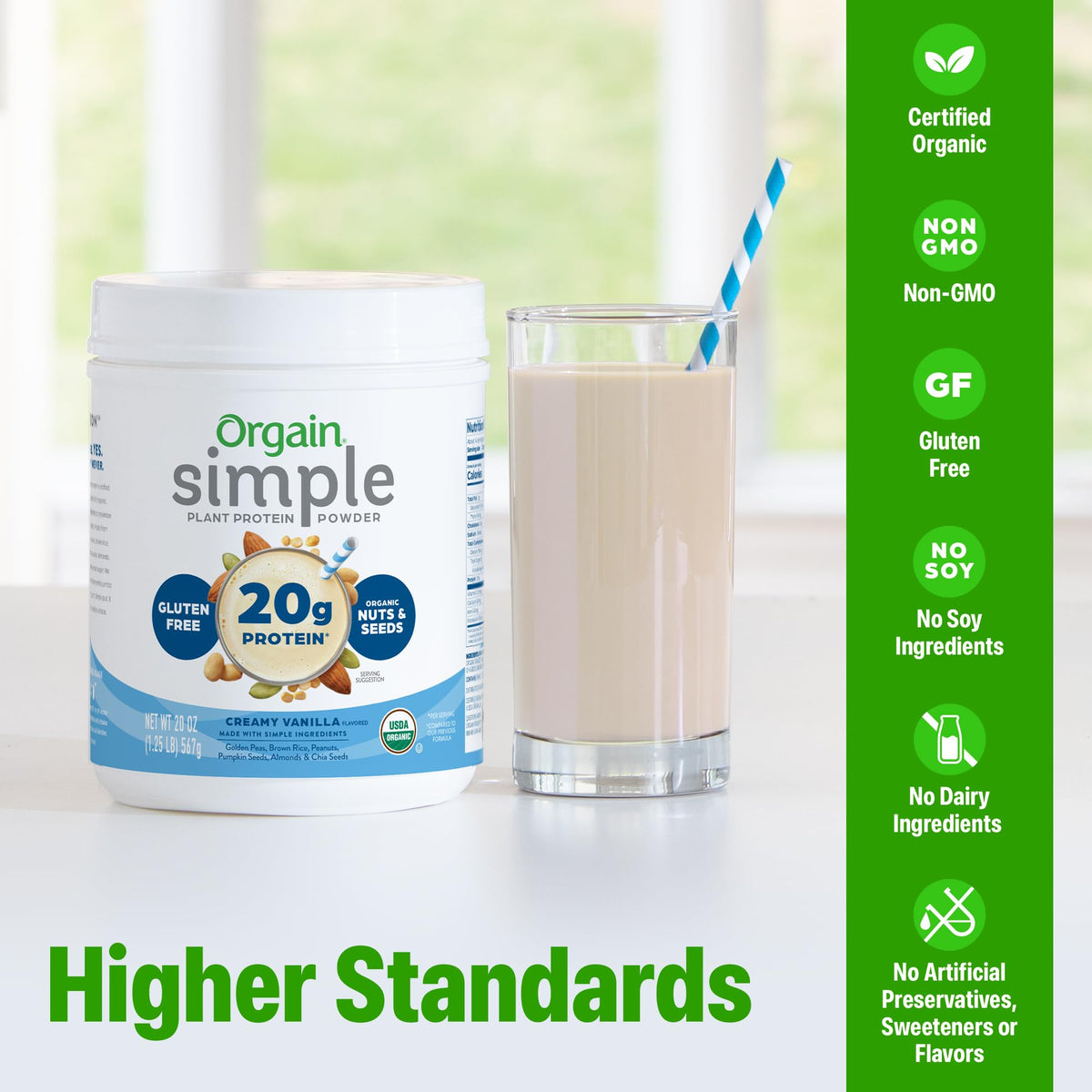 Organic Vegan Protein Powder, Vanilla, 1.25lb X220523