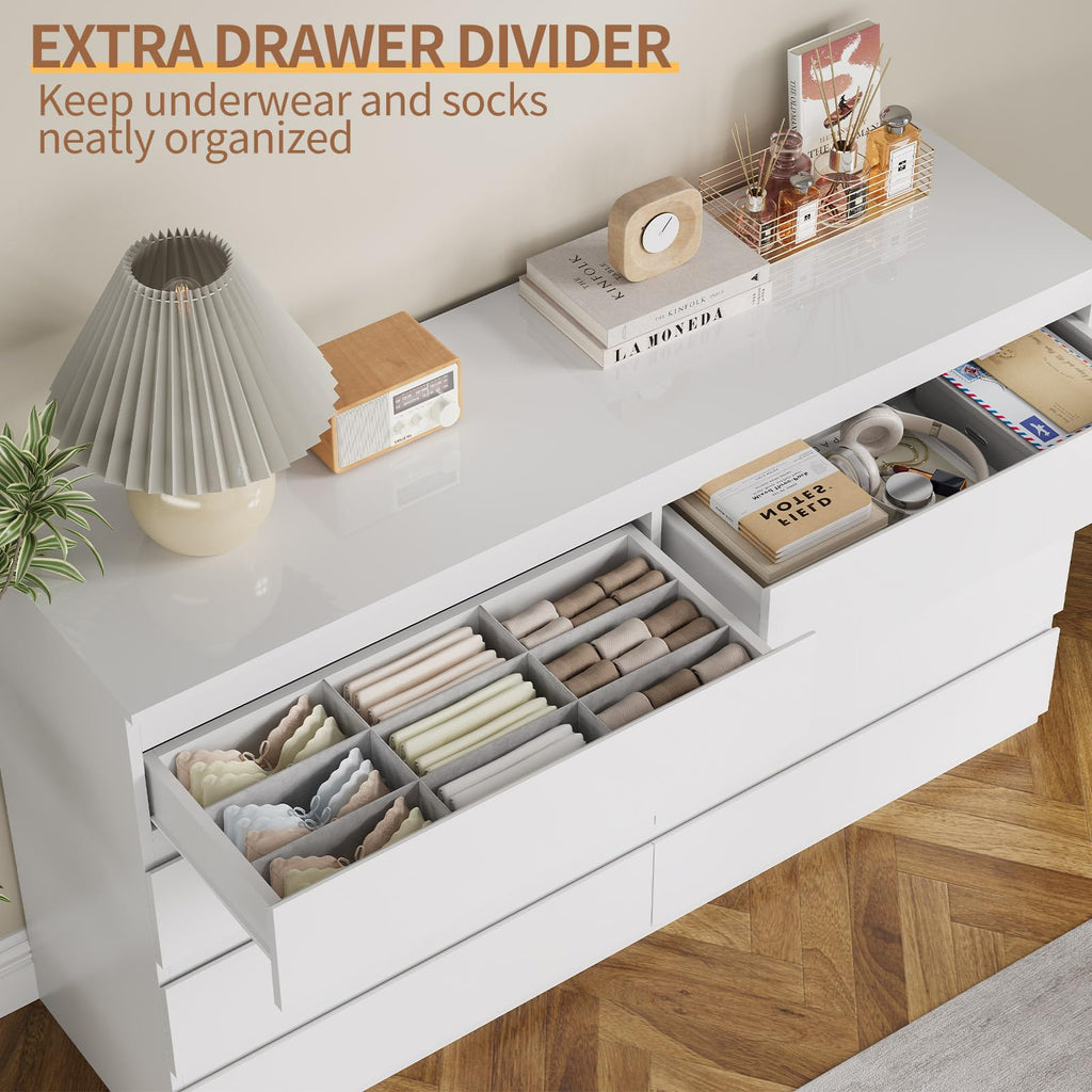 White 8 Drawer Wood Dresser I5595