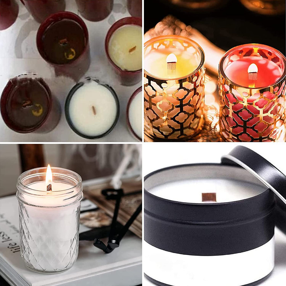 100 pcs 6 inch Wooden Candle Wicks with Metal Base Clip X254