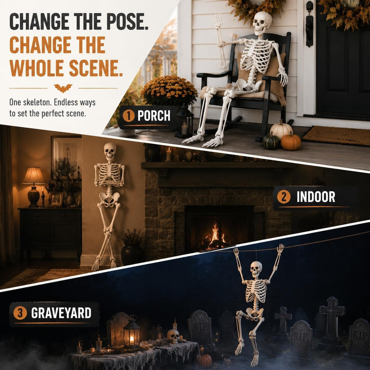 Life Size Posable Skeleton Prop Decoration K475