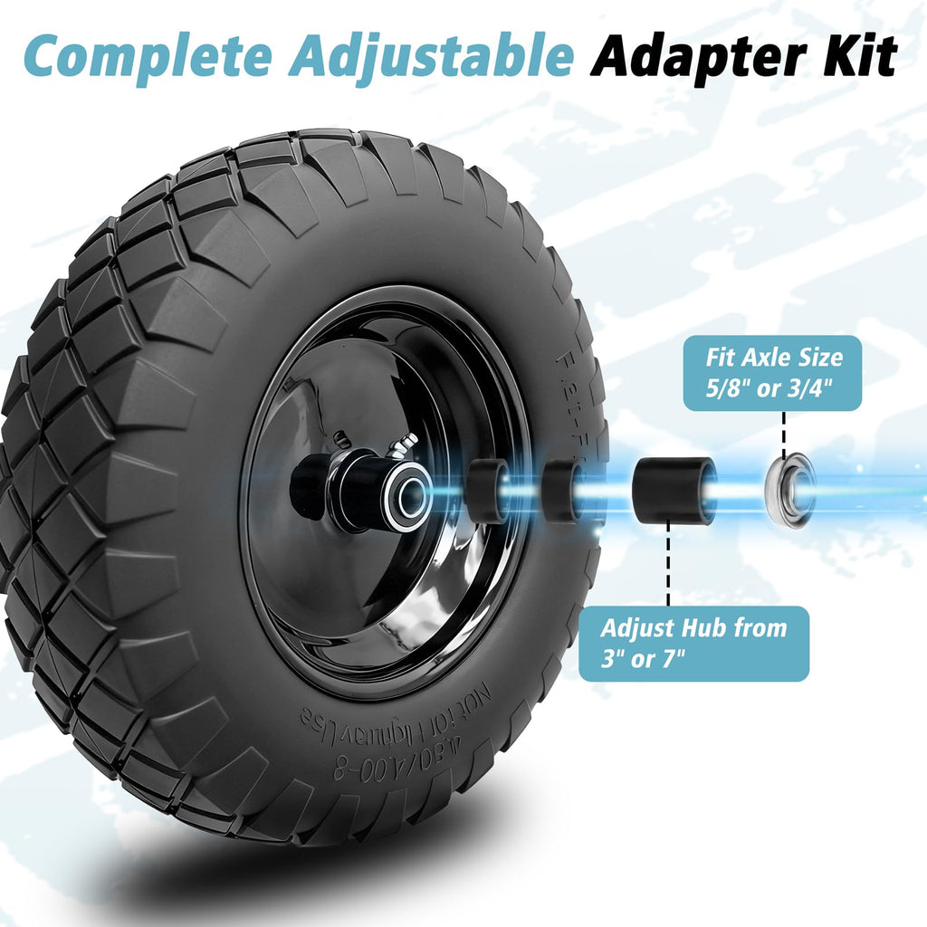 16" Flat Free Solid Rubber Wheelbarrow Wheels, 2 Pack P44142