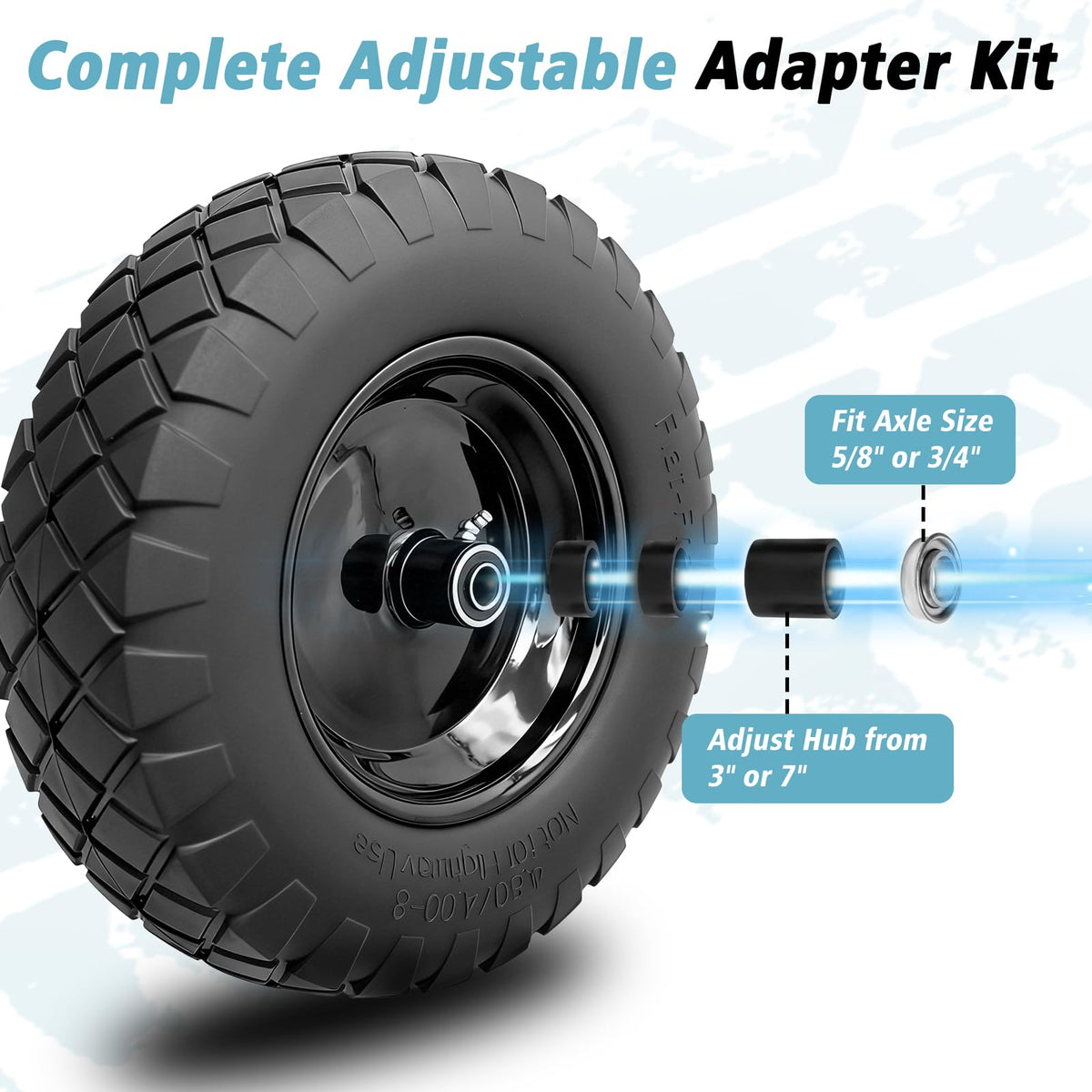 16" Flat Free Solid Rubber Wheelbarrow Wheels, 2 Pack P44142