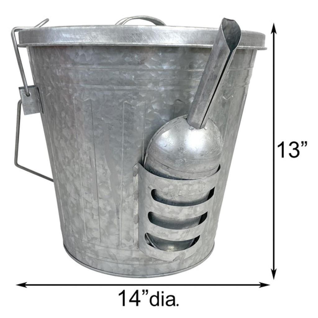Galvanized Steel Bird Seed Storage Bucket Bin with Scoop H4169