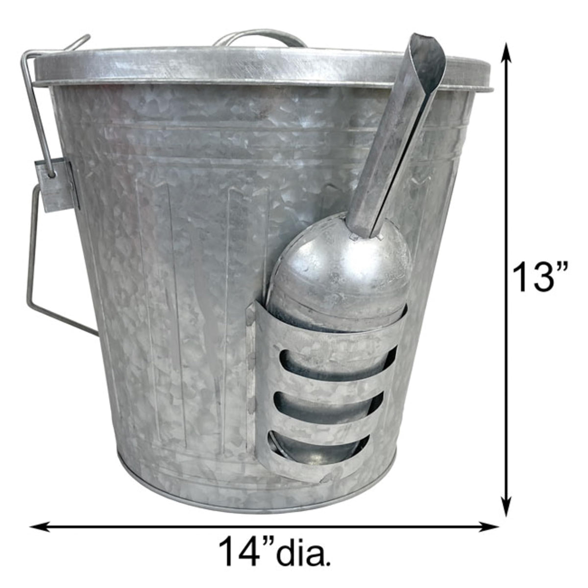 Galvanized Steel Bird Seed Storage Bucket Bin with Scoop H4169