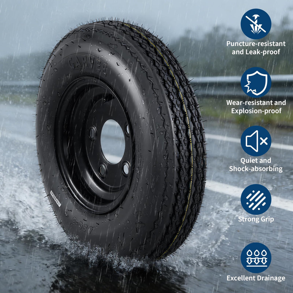 2-Pack Trailer Tire on Rim 4.80-8 4 Lug Black P206269