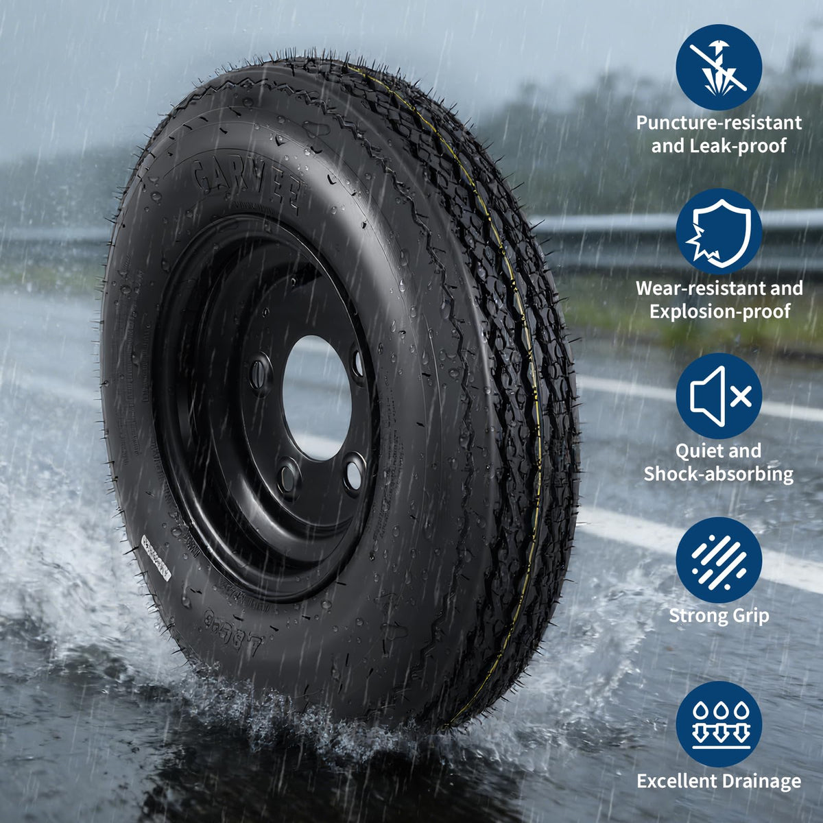 2-Pack Trailer Tire on Rim 4.80-8 4 Lug Black P206269