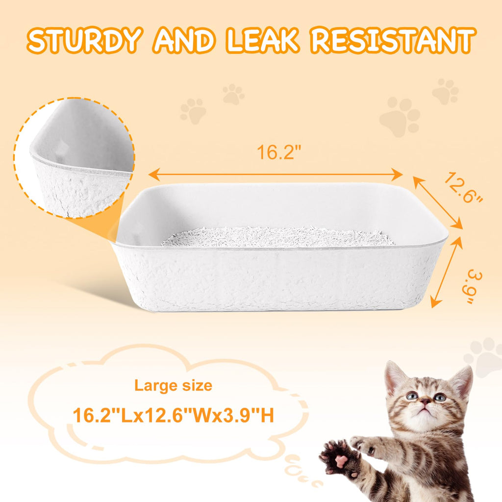 Disposable Cat Litter Boxes White Large 6-Pack E75977