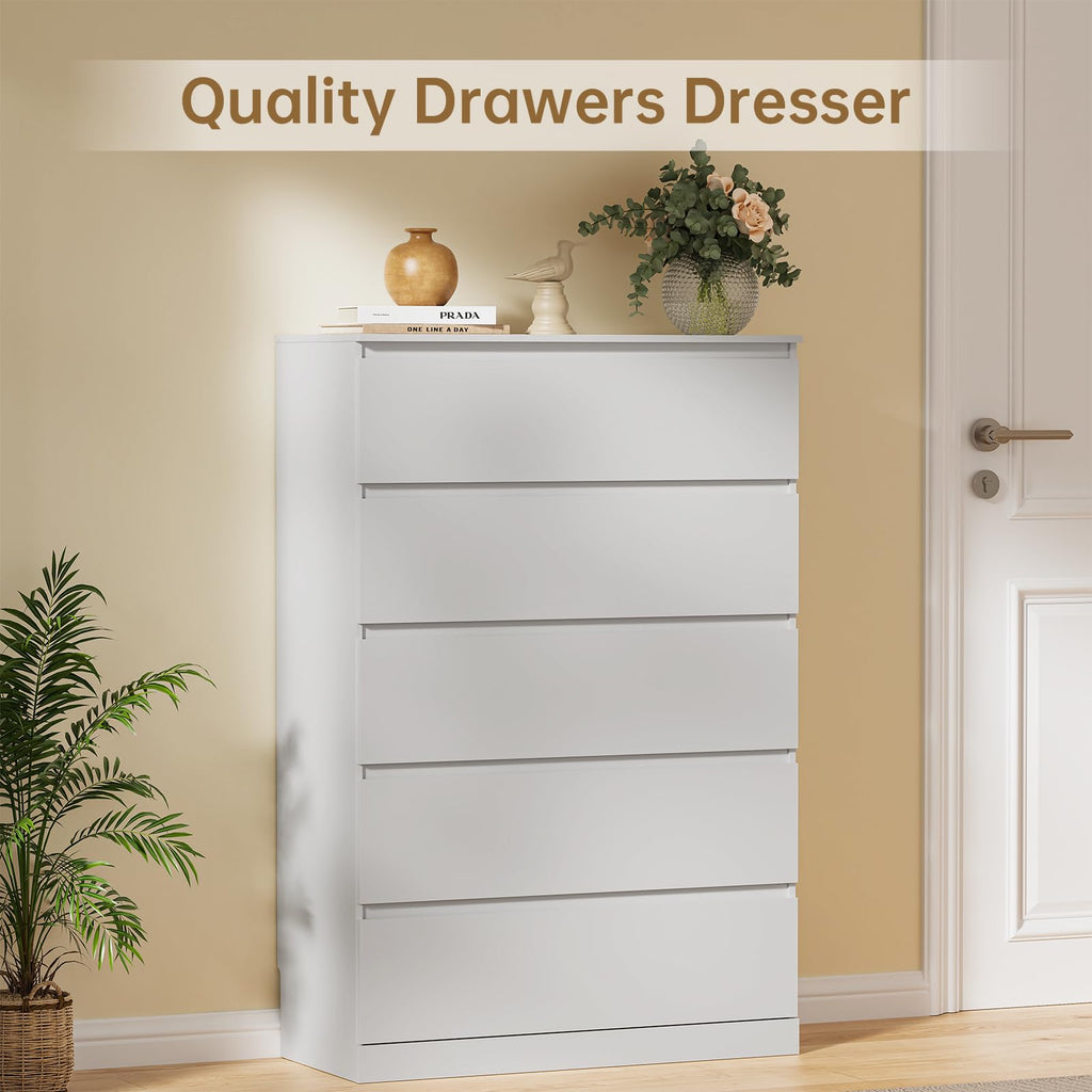 White 5 Drawer Dresser C9935