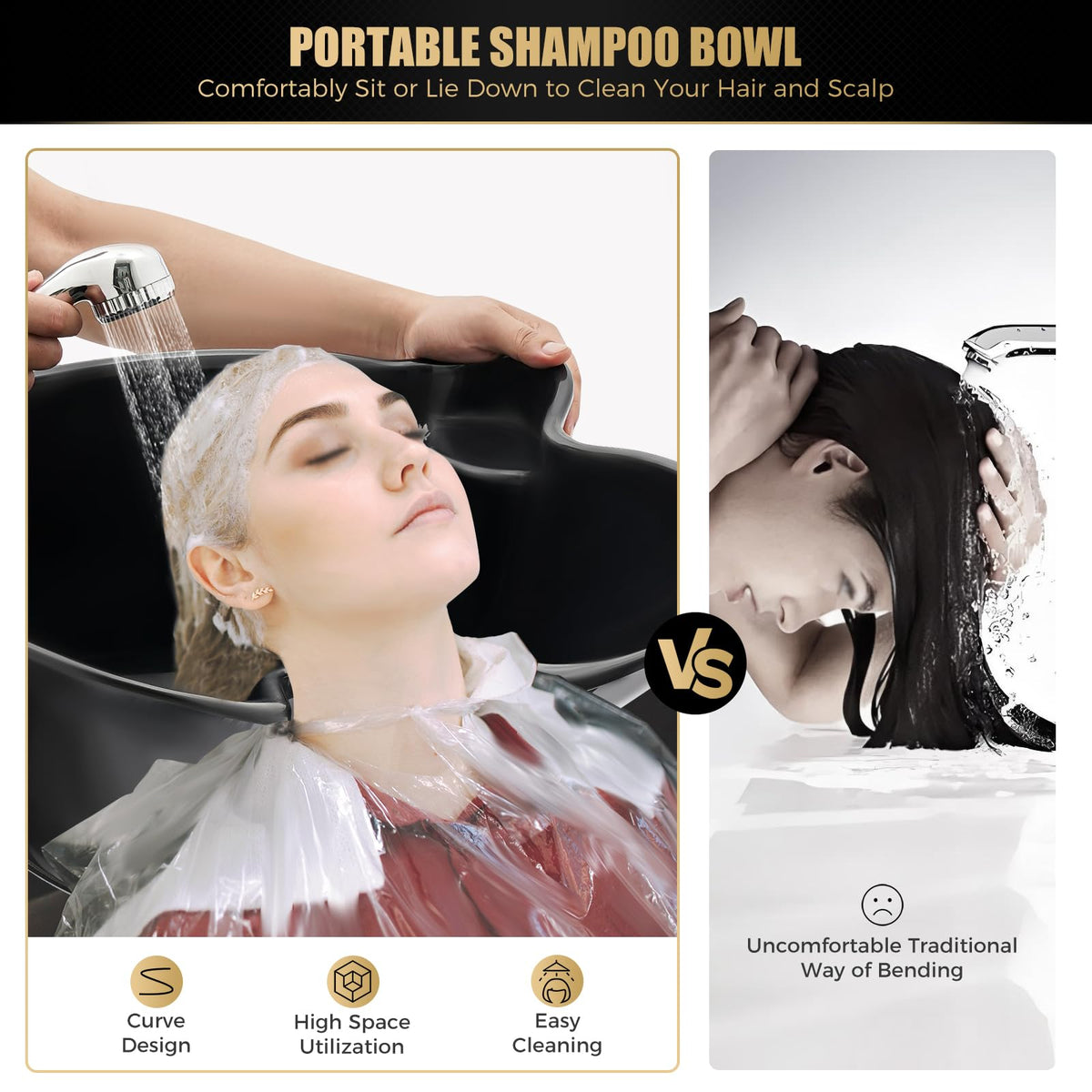 Portable Shampoo Bowl with Electric Pump and 4 Wheels D9535