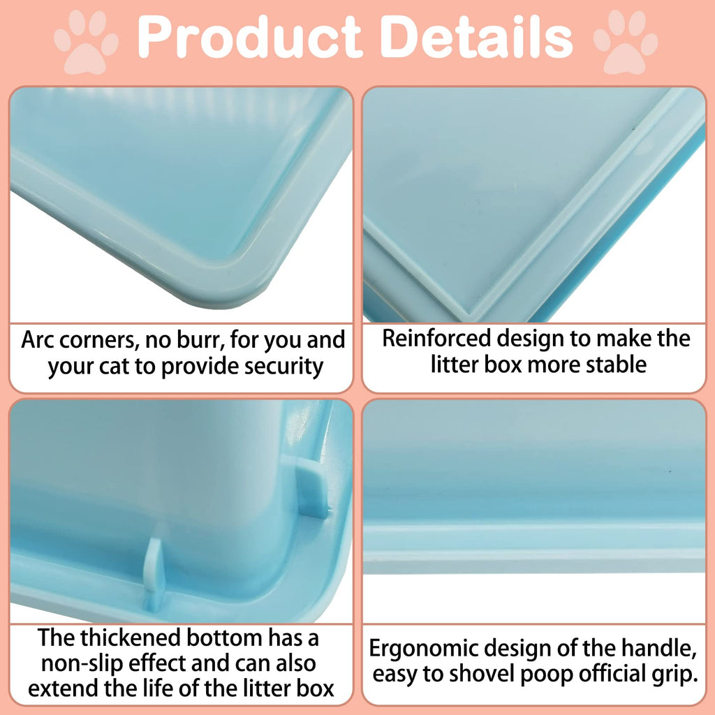 Medium Open Cat Litter Box with Scoop, Non-Stick Plastic, 15 x 11 x 4 Inches X294