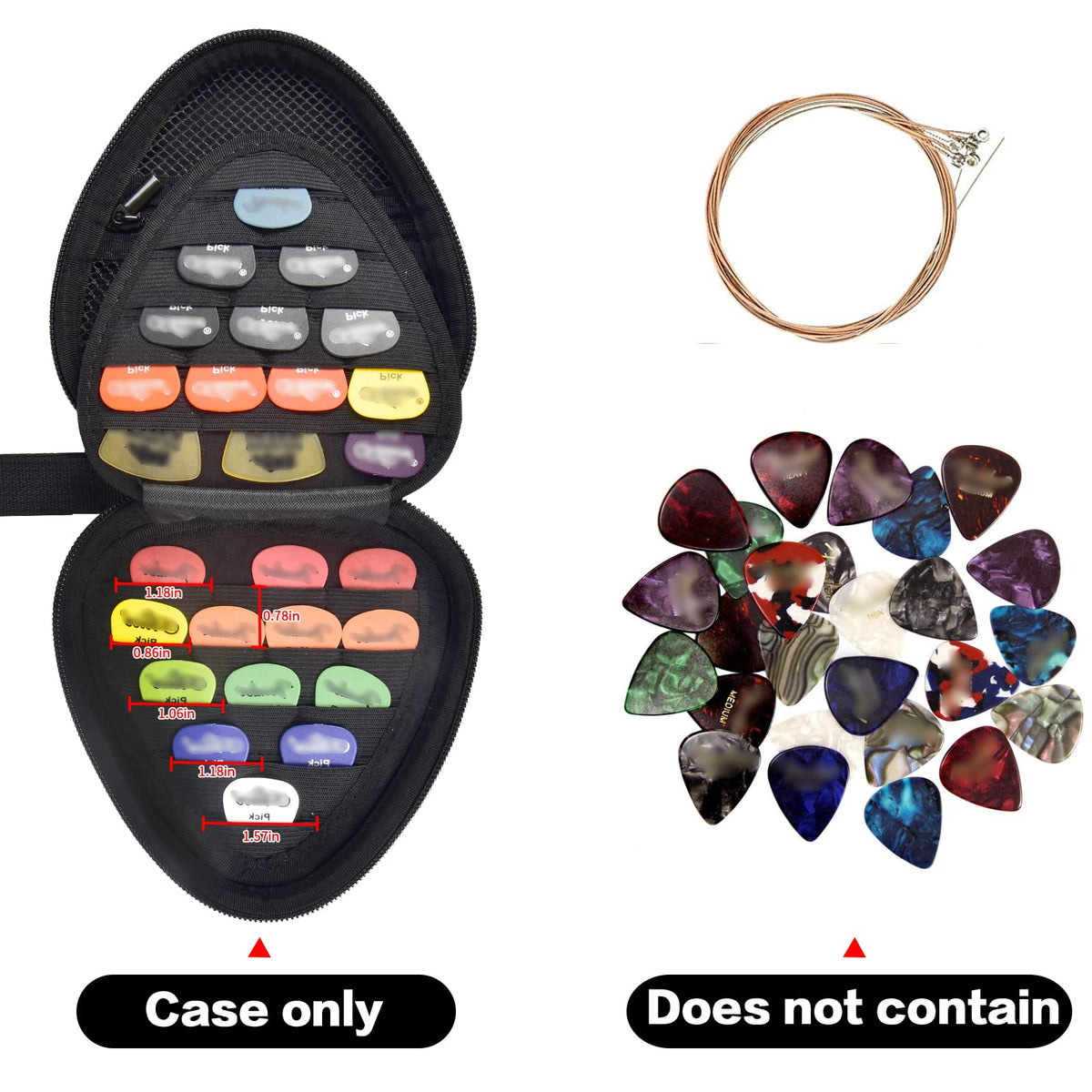 Black Guitar Pick Case with Mesh Pocket V96753