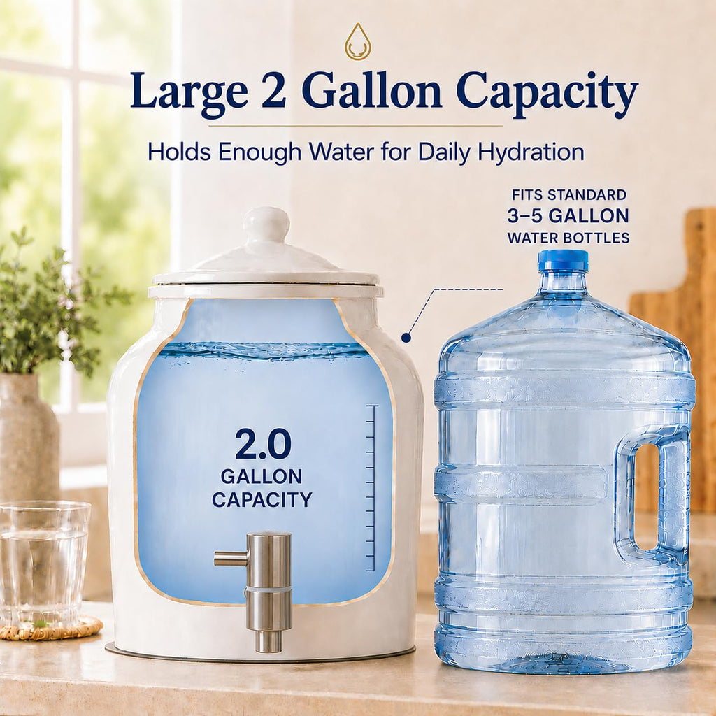 Ceramic Crock Water Dispenser with Stainless Faucet W3412