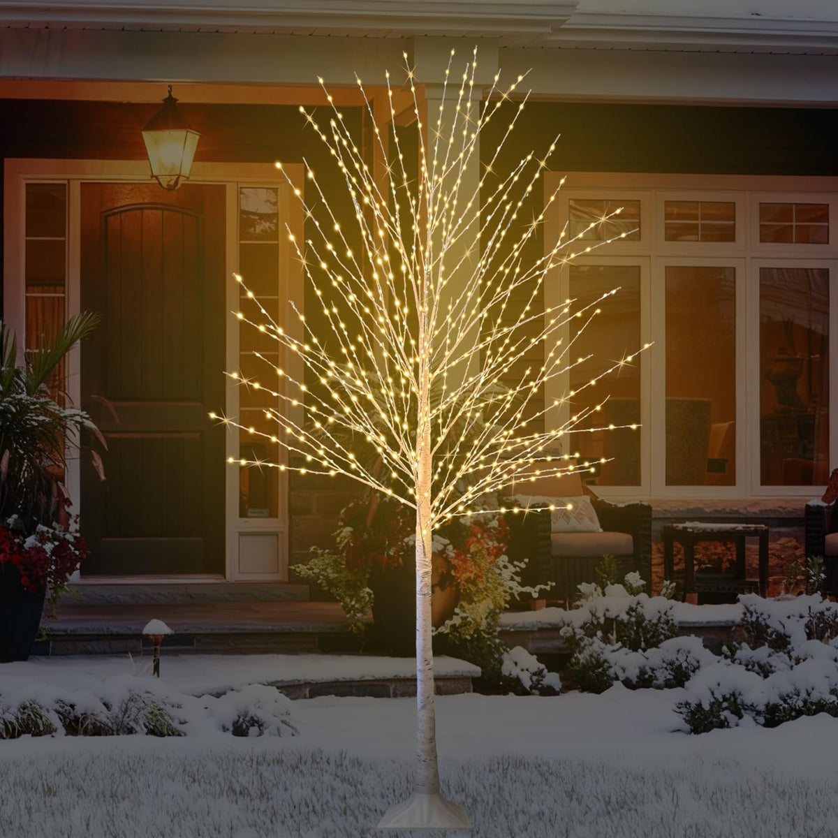 6FT Lighted Birch Tree with 880 LED Warm White Lights D673