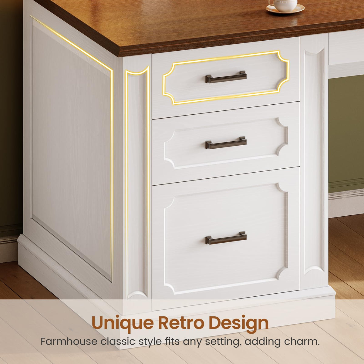 70.9" Executive Desk with File Drawers and Storage Cabinet X6402