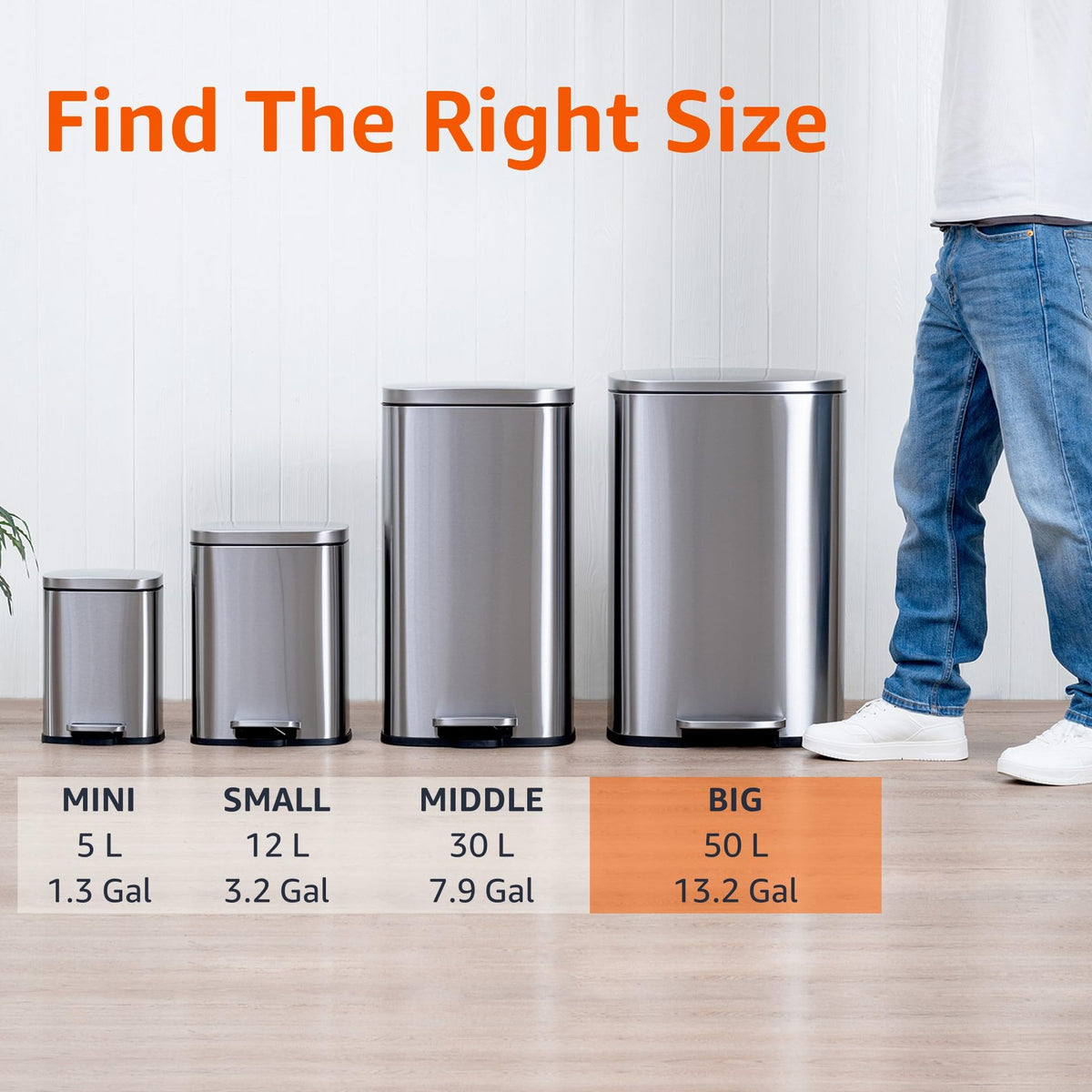 13.2 Gallon Soft-Close Stainless Steel Trash Can W263833