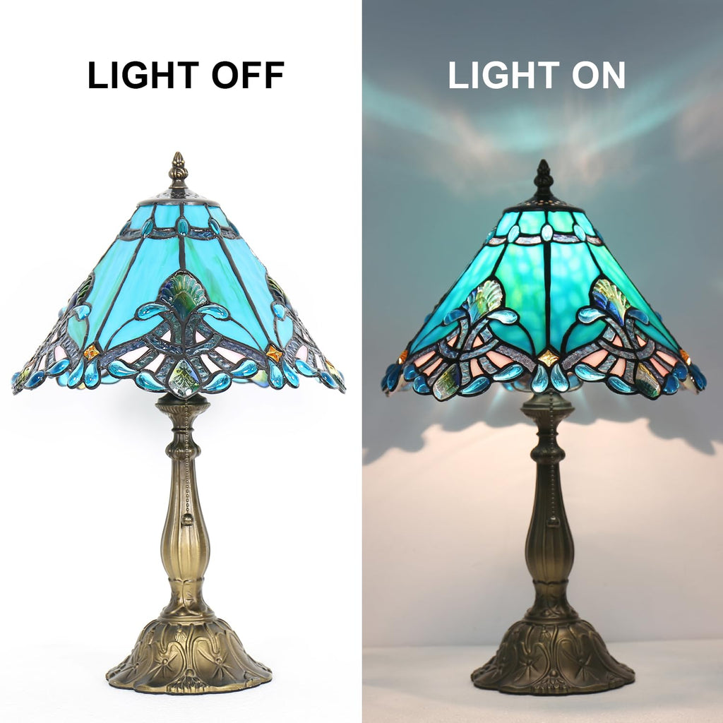 Sea Blue Stained Glass Table Lamp O653