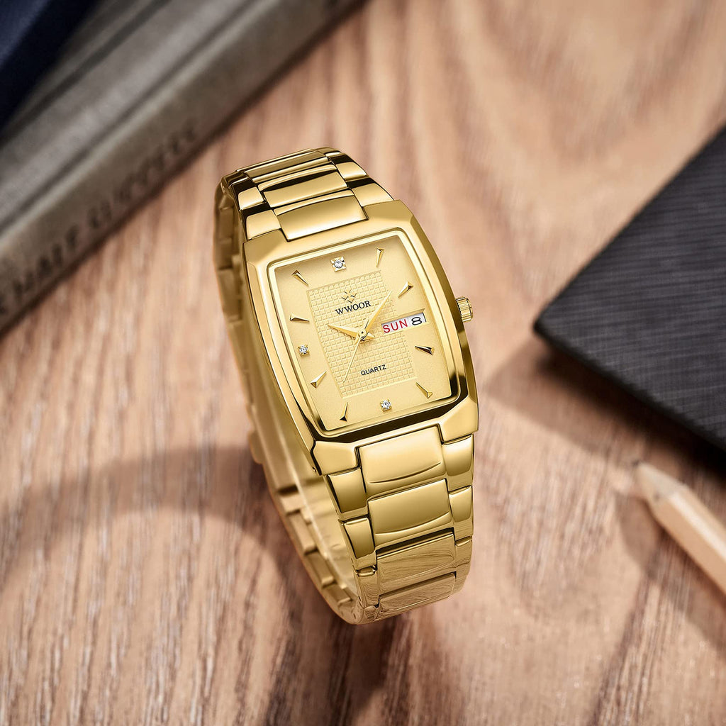 Square Stainless Steel Analog Quartz Watch with Date R1571