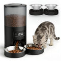 6L Automatic Cat Feeder with 2 Stainless Bowls Black Y458