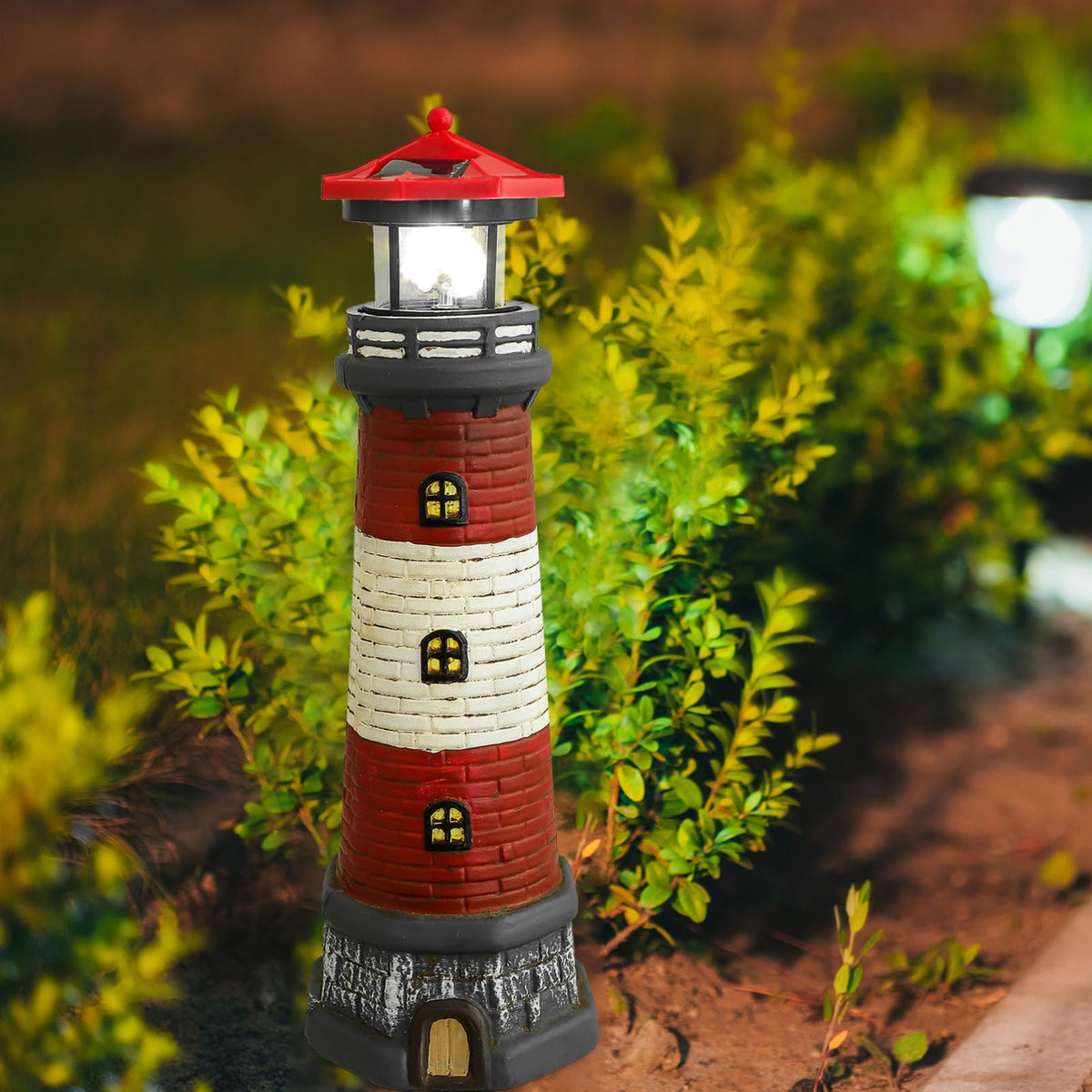 Solar Lighthouse Statue with Solar Light Waterproof Outdoor Decor Z831504
