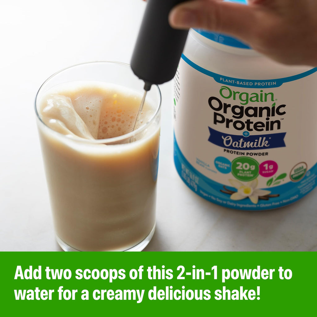 Organic Vegan Protein Powder + Oat Milk, Vanilla Bean, 20g Plant Based Protein, 1.05lb H949
