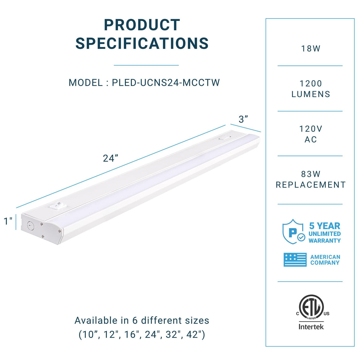 24 Inch 18W Dimmable LED Under Cabinet Lighting A7582
