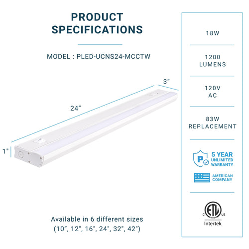 24 Inch 18W Dimmable LED Under Cabinet Lighting A7582