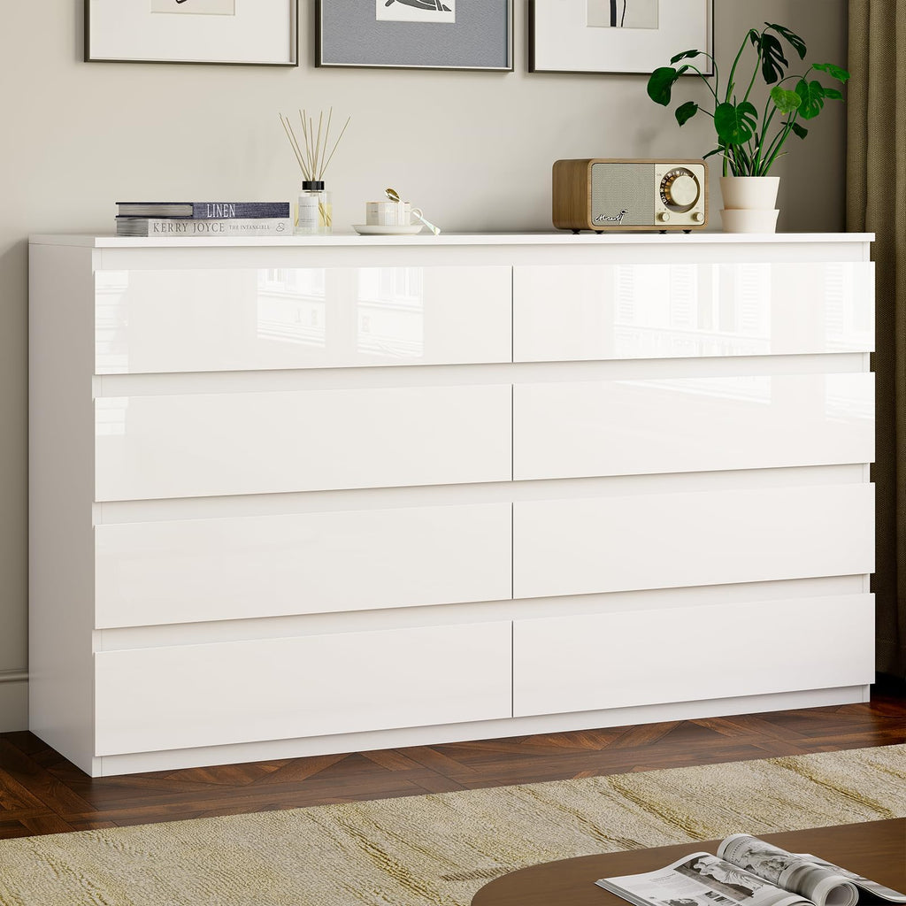 White 8 Drawer Wood Dresser I5595