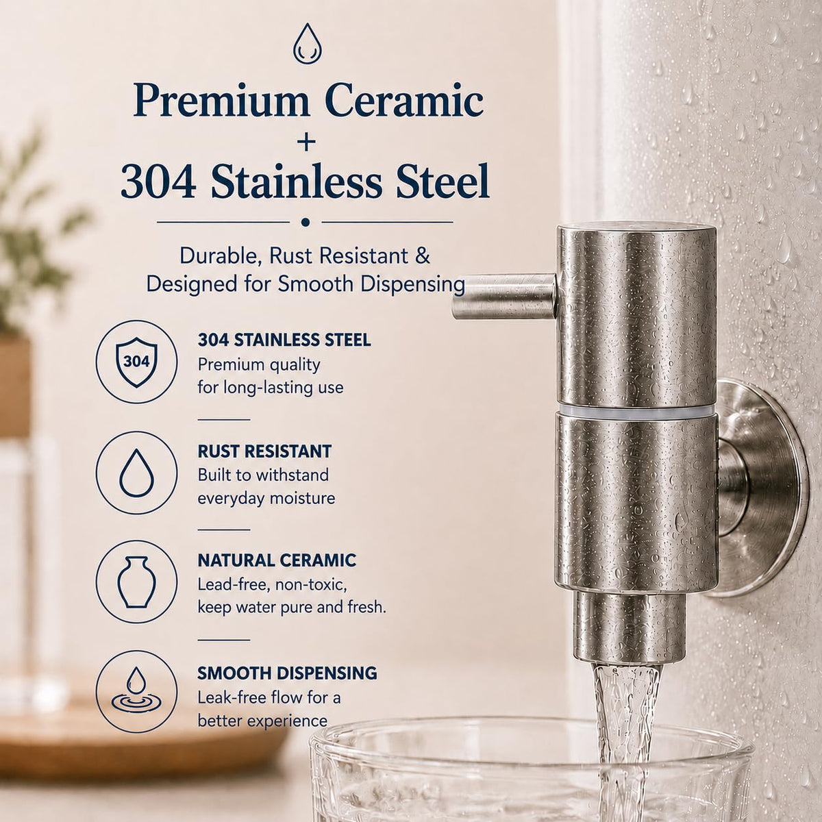 Ceramic Crock Water Dispenser with Stainless Faucet W3412