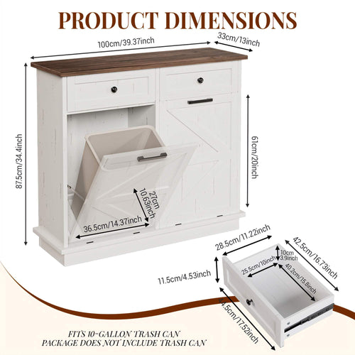 10 Gallon Dog Proof Tilt Out Trash Can Cabinet C953
