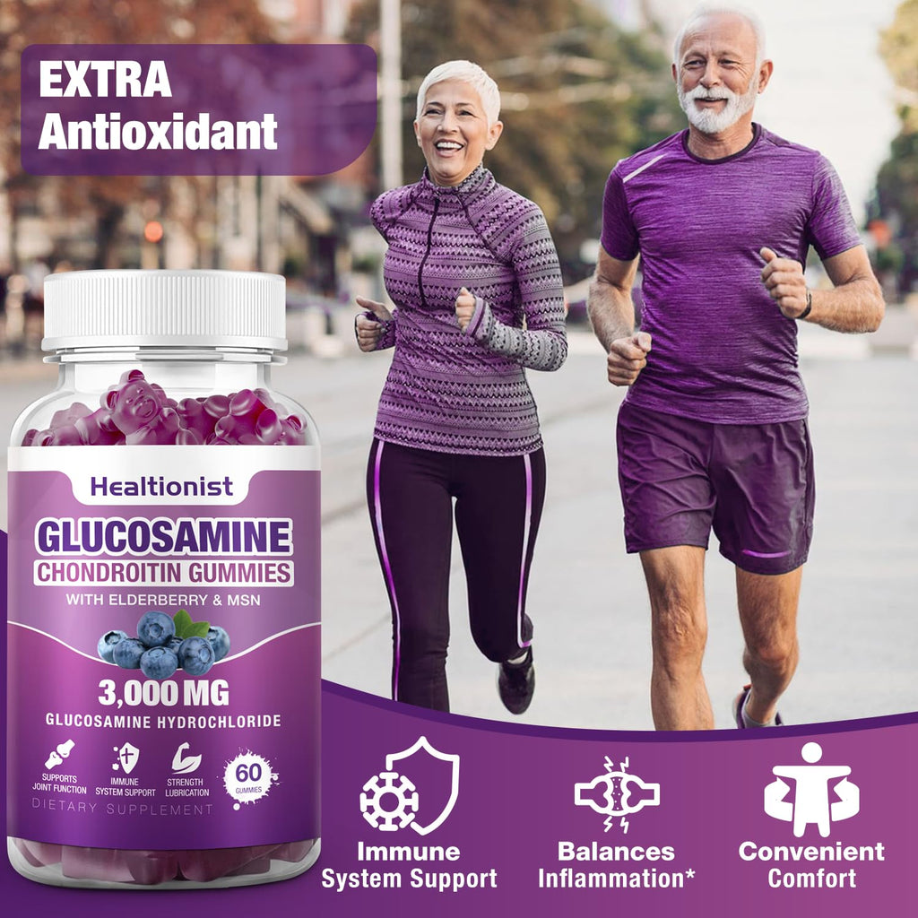 3000mg Glucosamine Chondroitin Gummies with MSM & Elderberry 120 Cts A8225