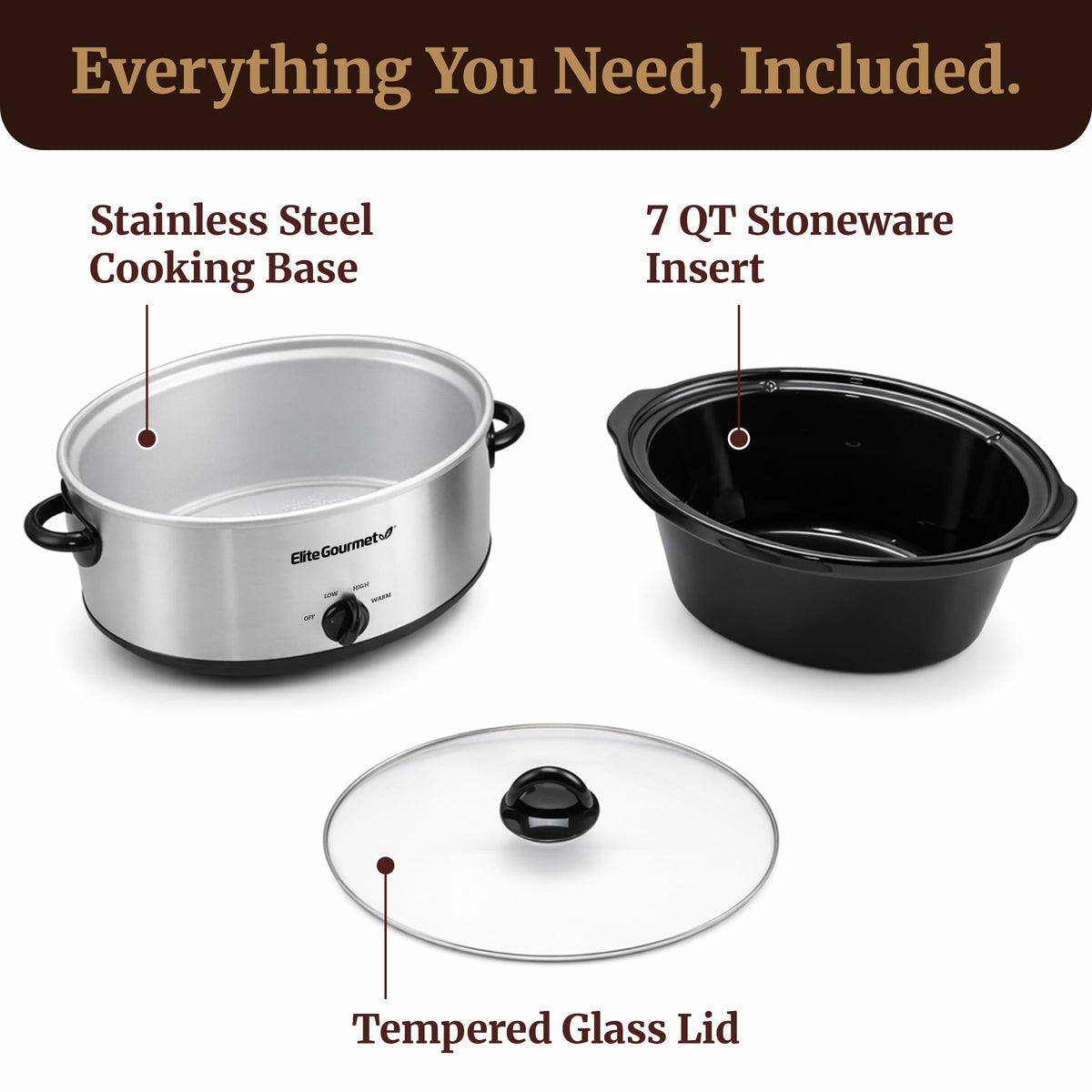 Dishwasher-Safe 7 Qt Stainless Steel Slow Cooker Pot L830500