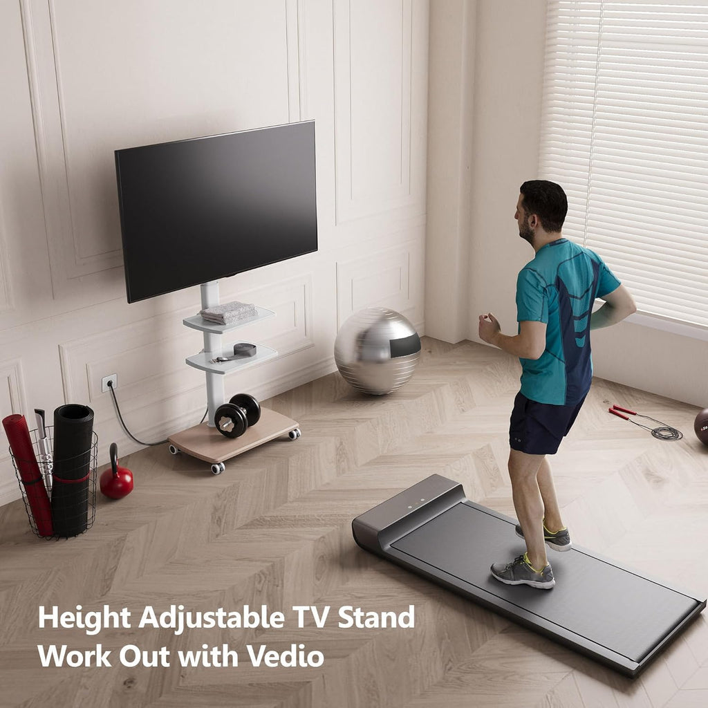 White Rolling TV Stand with Power Outlets Y998