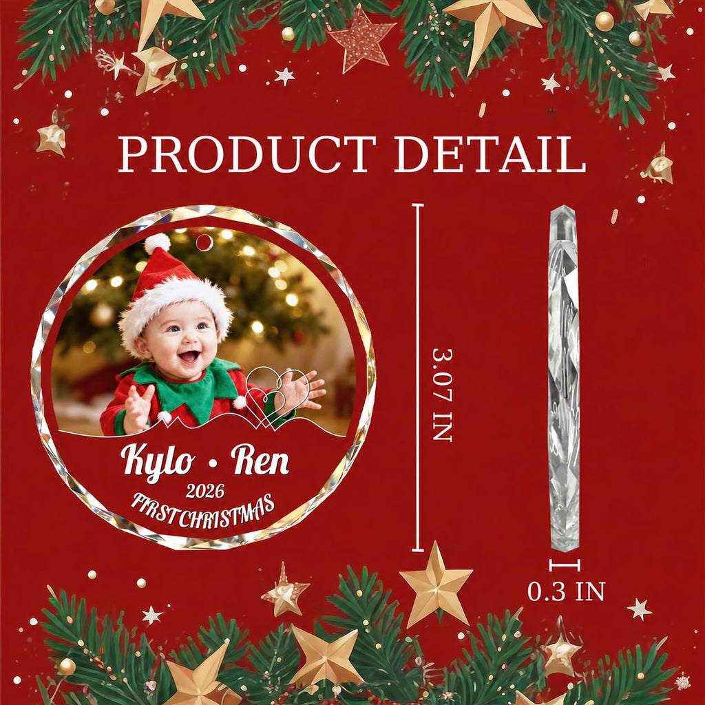 Custom Photo Crystal Glass Christmas Ornament Y3421