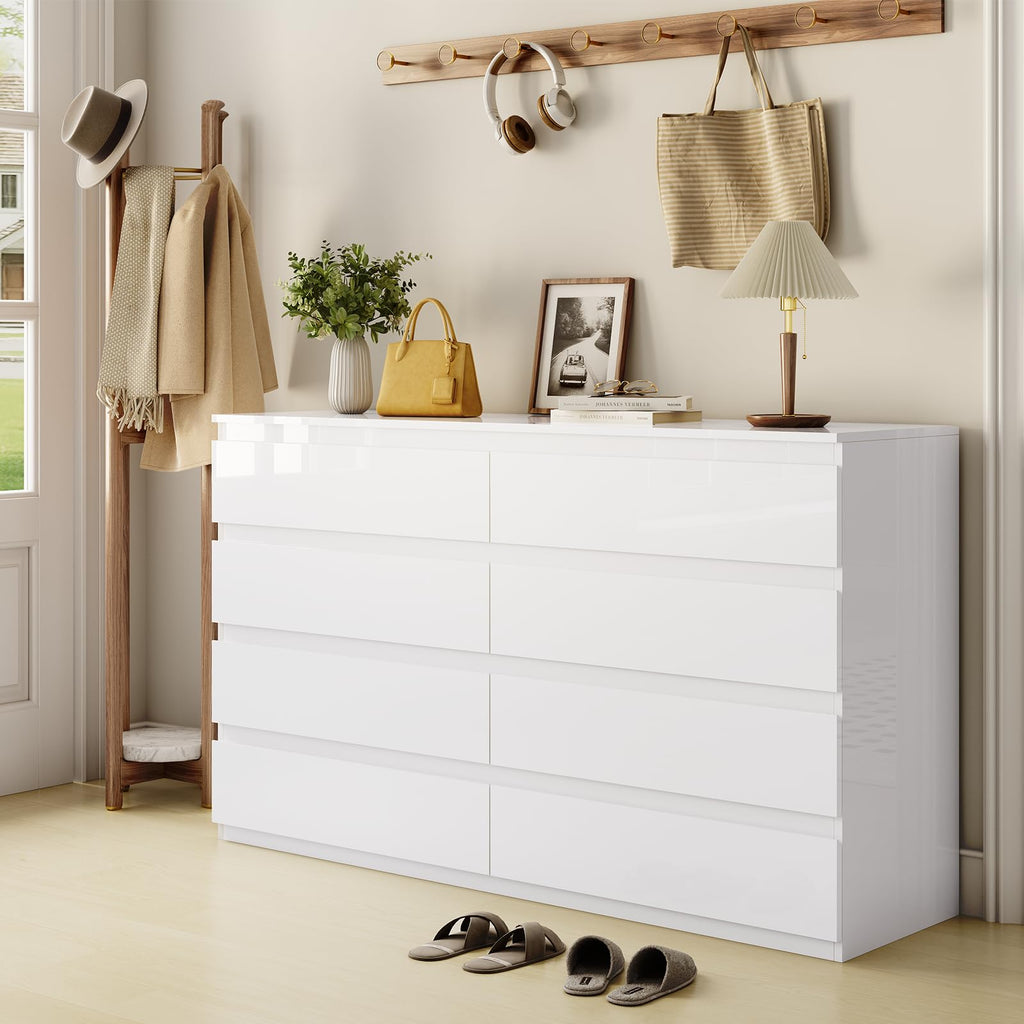White 8 Drawer Wood Dresser I5595